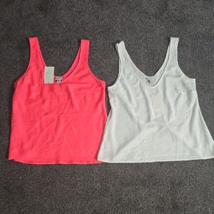 a new day Bright Pink and White Tank Tops